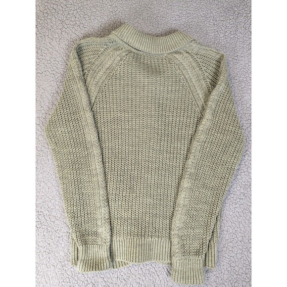 Garnet Hill Cardigan Sweater Women's Lrg Washed Olive Maren Organic Cotton Linen - Picture 11 of 12